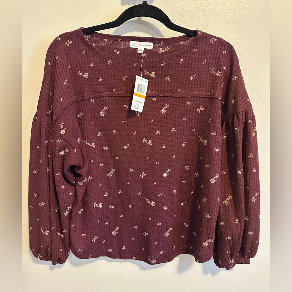 NWT Coco+Jamieson Long Sleeve Floral Top Size S